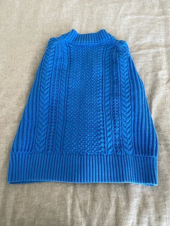 JCrew Blue Cable Knit V-Neck Sweater - Picture 5 of 5